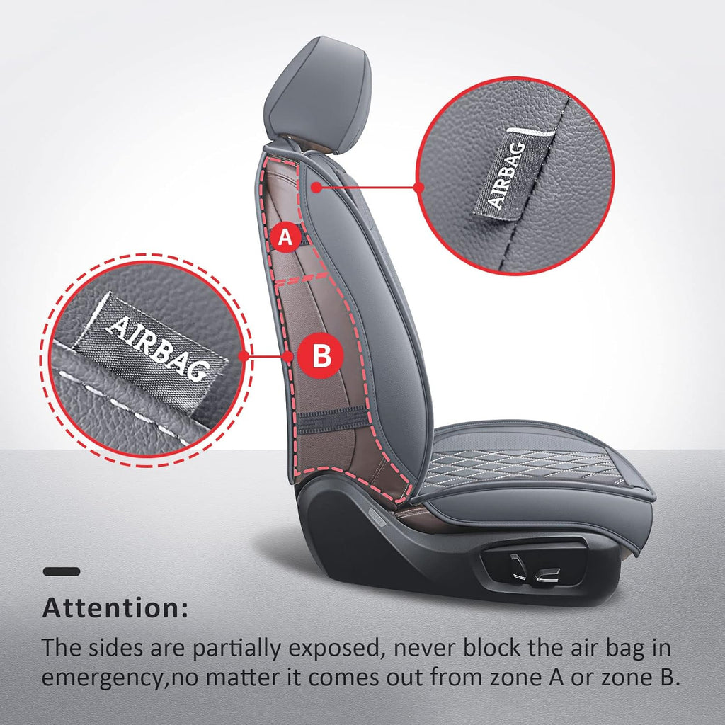 Front Seat Covers Gray,2Pcs Leather Car Seat Covers Waterproof Automotive Seat Covers Car Seat Protector Universal Seat Covers for Most Sedan SUV Pick-Up Truck(Grey,2Pcs)