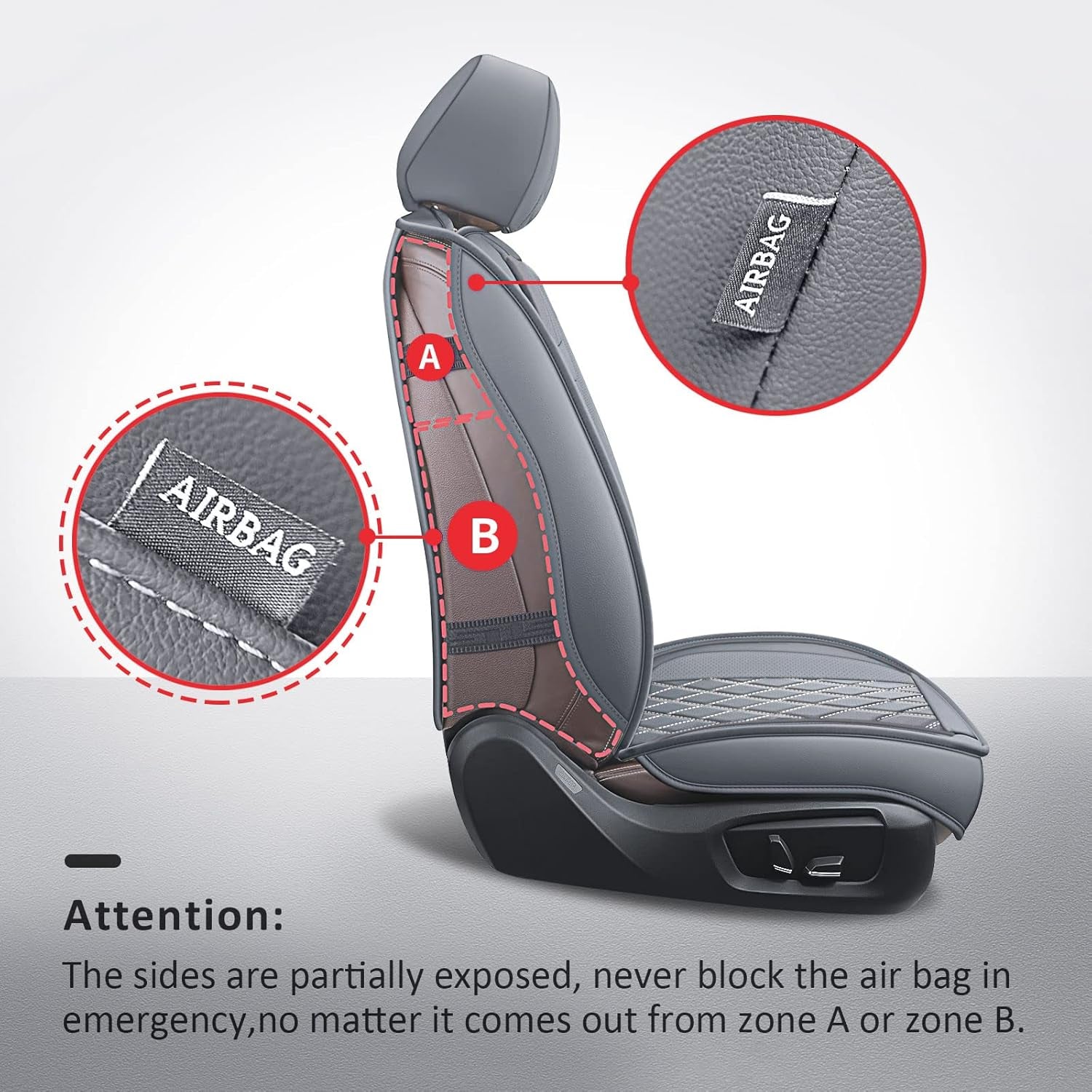 Front Seat Covers Gray,2Pcs Leather Car Seat Covers Waterproof Automotive Seat Covers Car Seat Protector Universal Seat Covers for Most Sedan SUV Pick-Up Truck(Grey,2Pcs)