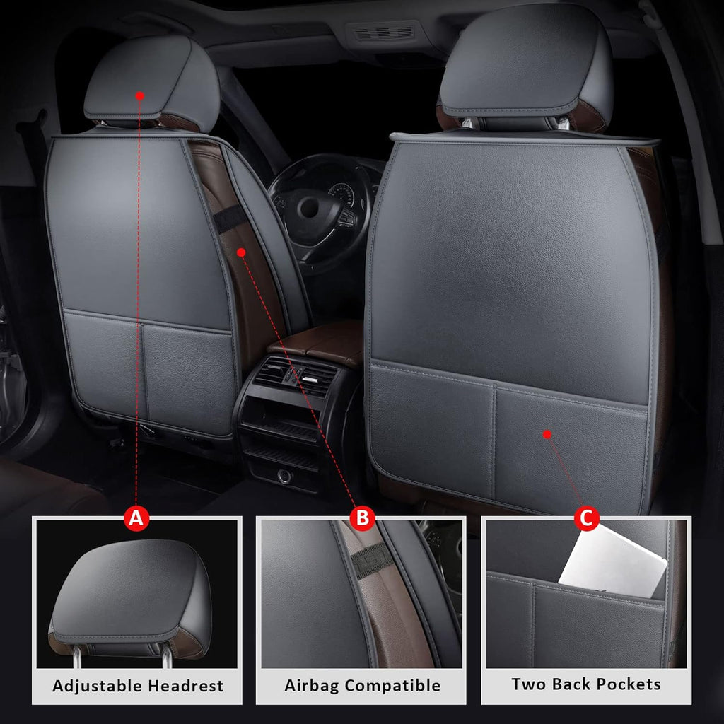 Front Seat Covers Gray,2Pcs Leather Car Seat Covers Waterproof Automotive Seat Covers Car Seat Protector Universal Seat Covers for Most Sedan SUV Pick-Up Truck(Grey,2Pcs)