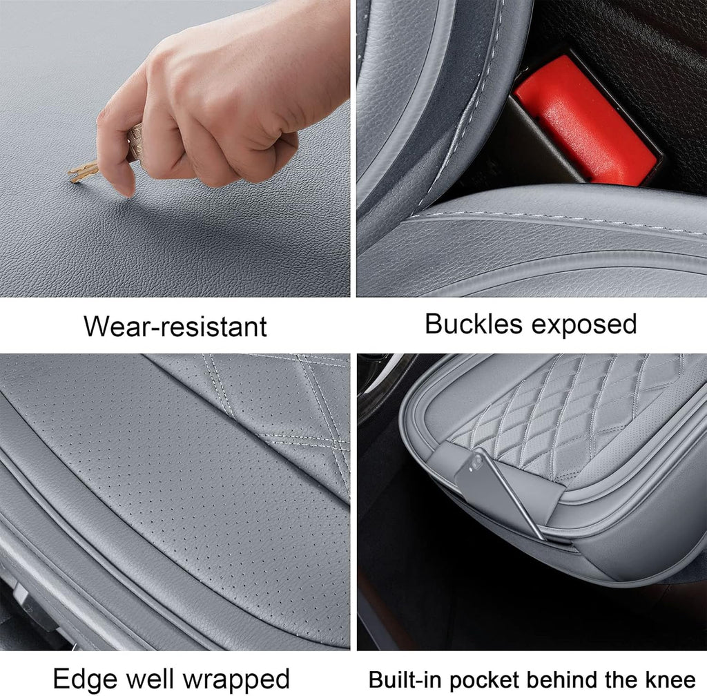 Front Seat Covers Gray,2Pcs Leather Car Seat Covers Waterproof Automotive Seat Covers Car Seat Protector Universal Seat Covers for Most Sedan SUV Pick-Up Truck(Grey,2Pcs)