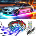 6PCS Flowing Color RGB LED Strip under Car Neon Light 60*150 BT App Control Car Products Underglow Light
